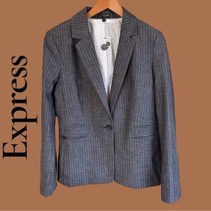 Express NWT Women's Gray Pinstripe One Button Blazer. Size 12. Lined. New!